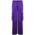 Purple wide satin cargo pants