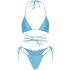 Light blue lycra triangle bikini set with hotfix crystals