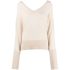 Beige sweater with deep V-neck