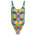 Funky multicoloured swimming costume with graphic print