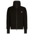 Black stretch jersey jacket with hood and plaque