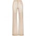 Floral embroidery beige high waisted flared Trousers