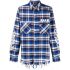 Blue checked Shirt with fringes