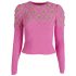 Pink long-sleeved jersey with embroidered flowers