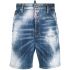 Distressed effect blue denim Shorts