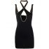 Black sleeveless Dress with contrasting gold trim