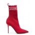 Intarsia logo high stiletto heel red Boots