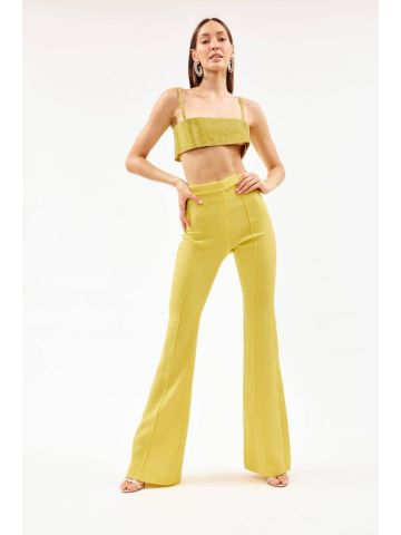 Yellow criystal embellished Charlotte cropped Top