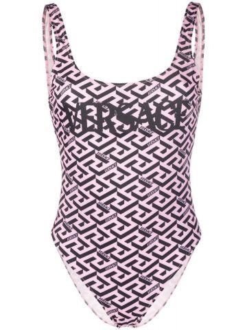 Monogram print pink One piece Swimsuit