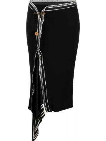 Safety pin black asymmetric Skirt