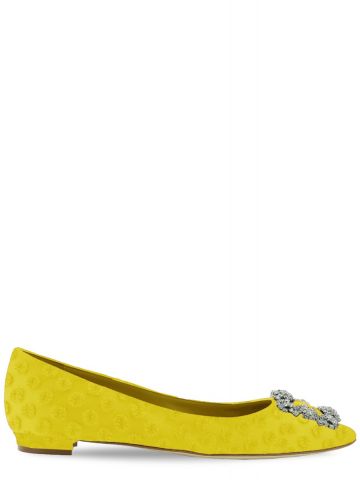 Yellow Hangisi Flats with pom poms