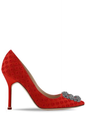Red Hangisi Pumps with buckle and pom poms