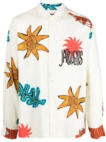 Multicolored shirt with embroidered sun logo La chemise Baou
