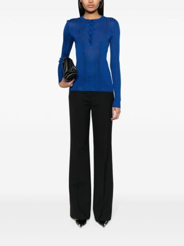 Round-neck ribbed-knit top