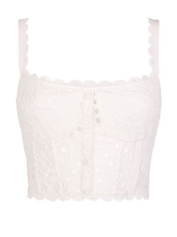 White embroidered Tessa bustier Top