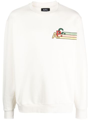 Off-white sweatshirt in organic cotton with tricolour A.P.C logo