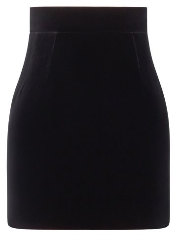 Black cupro miniskirt