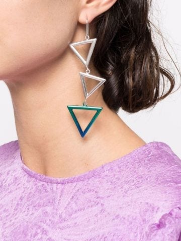 Green triangle dangle Earrings