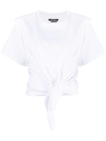 White cropped tied waist T-shirt