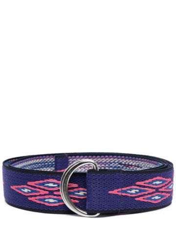Geometric pattern blue woven Belt