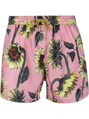 Sunflower print pink Swim Shorts