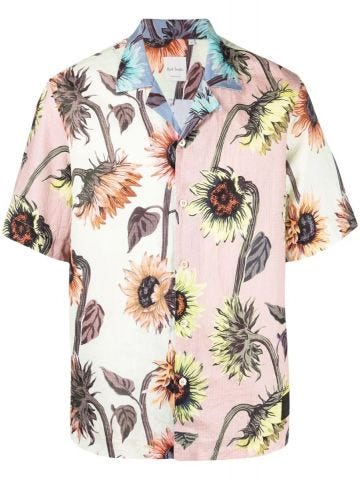 Multicolored sunflower print short sleeved Shirt