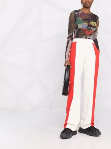 Logo print red and white track Pants