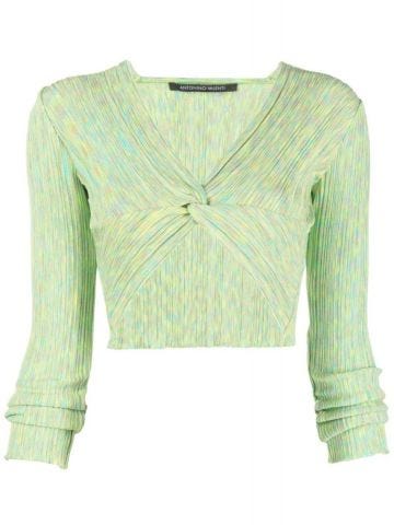 Green Stella pleated cropped Top