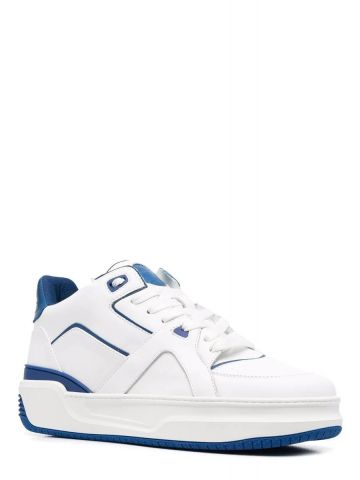 Sneakers Low Luxury bianche con bordo a contrasto blu