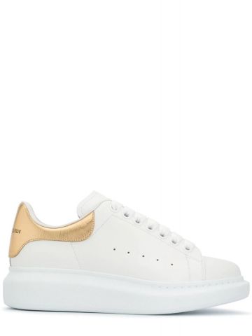 White Oversize Sneakers with gold contrasting detail