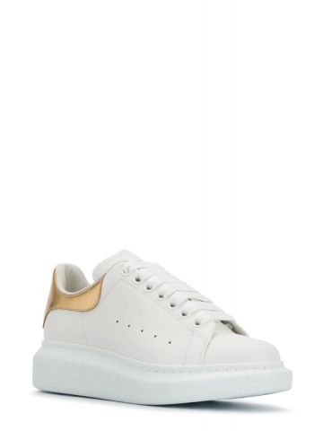 White Oversize Sneakers with gold contrasting detail