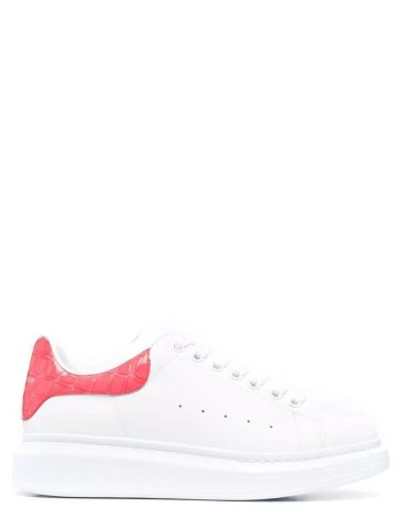 White Oversize Sneakers with pink contrasting detail