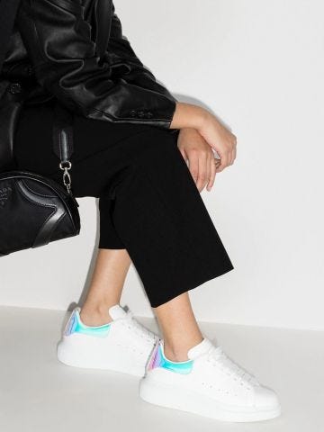 White Oversize Sneakers with multicolored contrasting detail