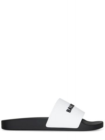 Contrasting logo black and white slides Sandals