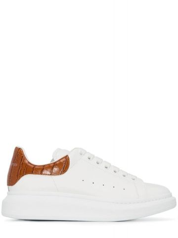 White Oversized Sneakers with brown contrasting detail