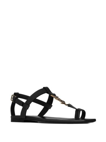 Black Cassandra flat Sandals in smooth leather
