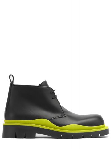 Black Tire ankle Boots with green sole