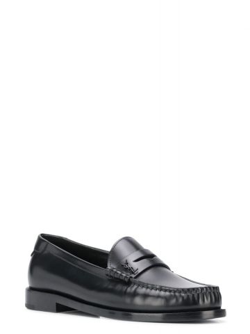 Black smooth leather Loafers with monogram