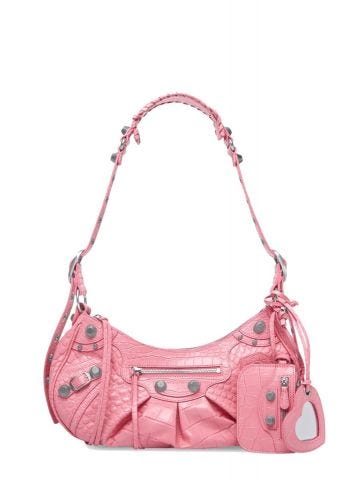 Pink Le Cagole Small shoulder Bag with crocodile processing