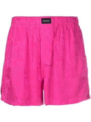 Logo patch pink high waisted Shorts