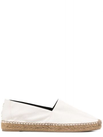 Espadrillas in tela bianca con ricamo logo