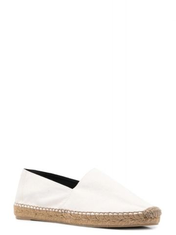 Espadrillas in tela bianca con ricamo logo