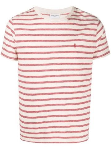 Embroidered logo red striped T-shirt