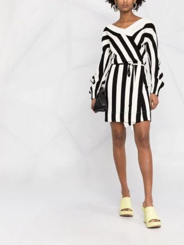 Black and white striped wrap Dress