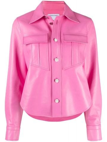 Pink leather Shirt Jacket