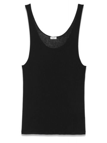 Black jersey sleeveless T-shirt