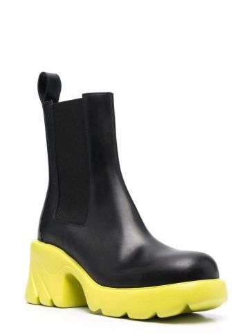 Black Flash Chelsea Boots with yellow sole