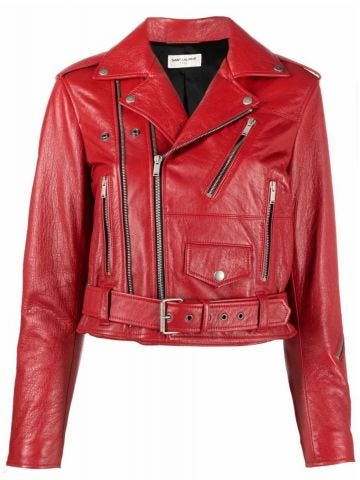 Red leather biker Jacket