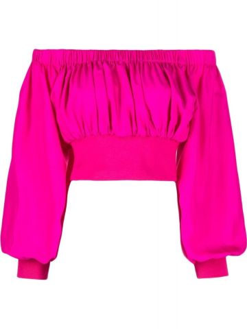 Fuchsia off-shoulder cropped Blouse