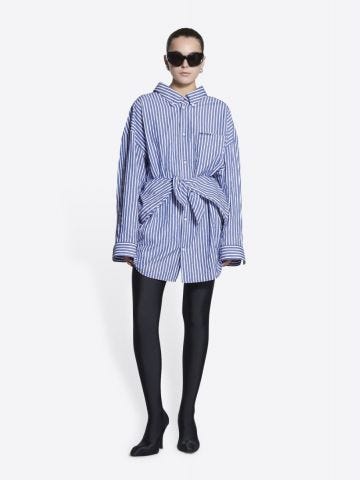 Knotted Shirt with blue and white stripes